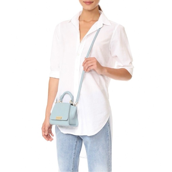 ZAC Zac Posen Blue Eartha Iconic Top Handle Mini Crossbody Bag - Picture 4 of 16